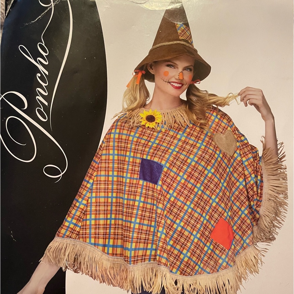 Halloween scarecrow plaid and patches costume. Hat NOT included